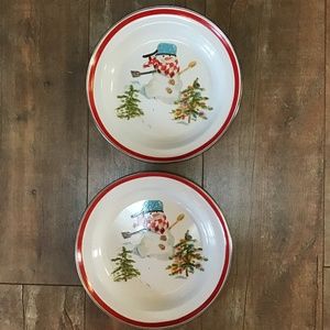 Set of 2 Enamel Christmas Serving Dishes
